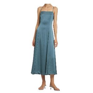Theory Crush Satin Midi Dress Seafoam 2 NWT